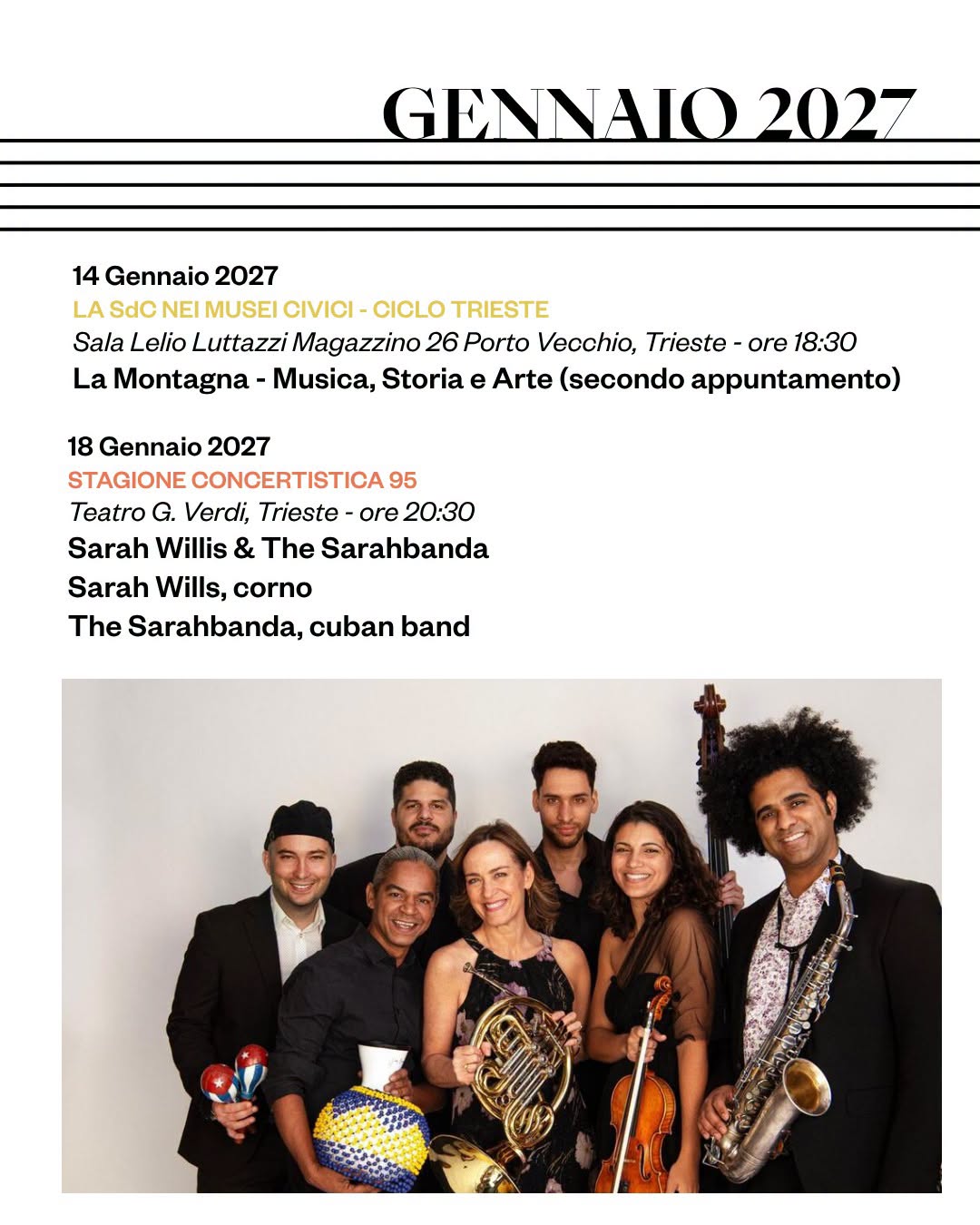 Locandina di Stagione Concertistica 95 - Sarah Willis & The Sarahbanda