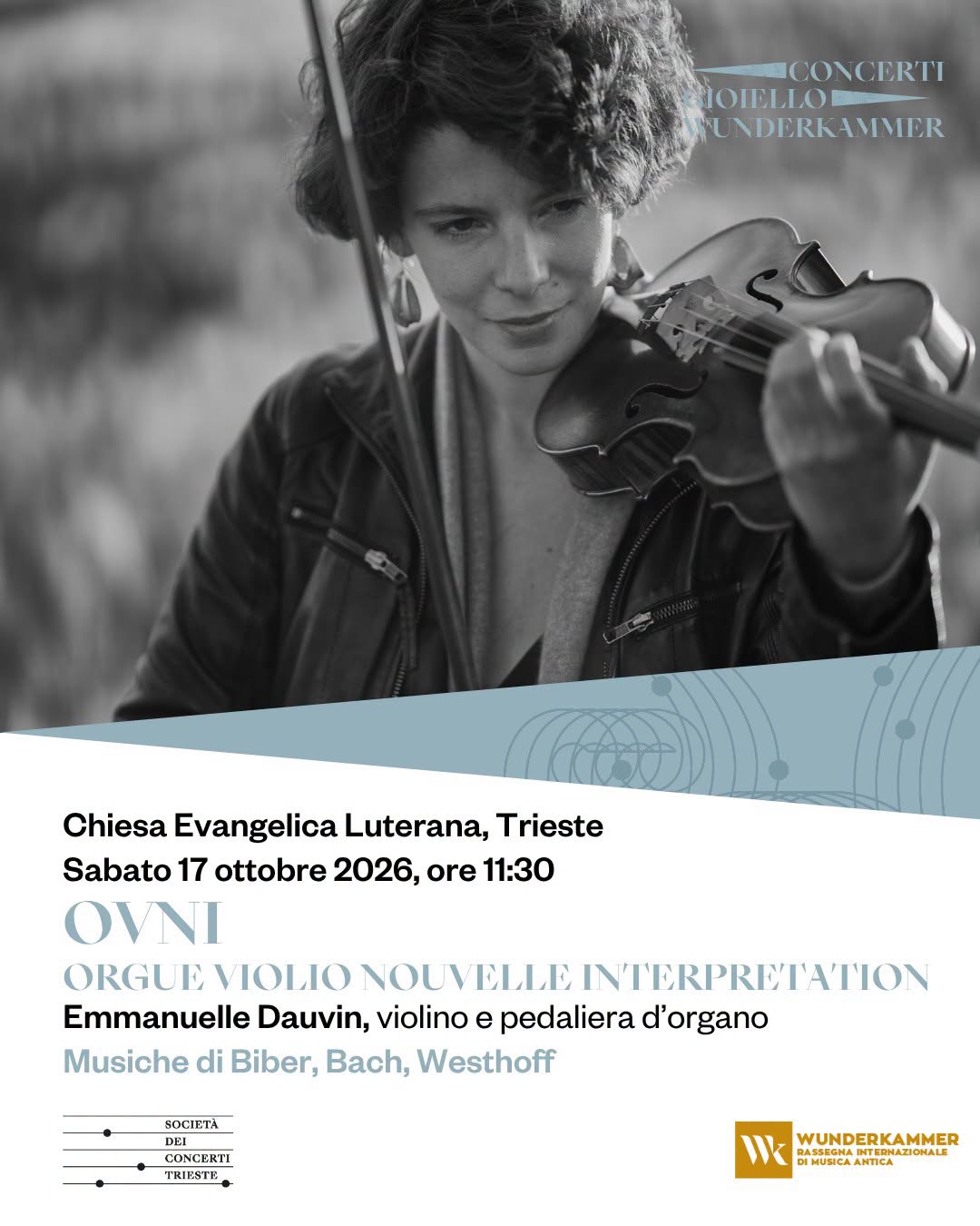 Locandina di Concerto Gioiello Wunderkammer – Emmanuelle Dauvin, violino e pedaliera d'organo