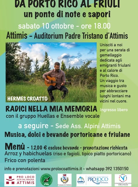 Locandina di Da Porto Rico al Friuli un ponte di note e sapori
